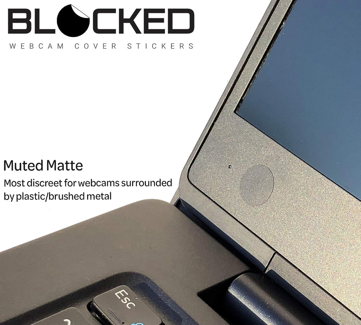 Blocked Original Vinyl Webcam Cover Stickers | Restickable & Stackable Privacy Covers | for All Camera-endable Devices | 3-Sizes | 57 Black Tabbed (Muted Matte)
