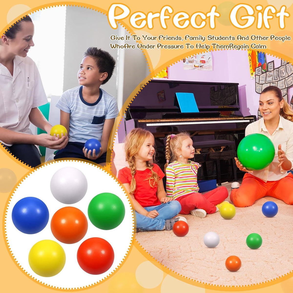 12 Pcs Blue Foam Stress Ball Squeeze Stress Relief Balls for Kids and Adults Hand Exercise Sensory Relief Toys for Anxiety ADHD Autism （Blue）