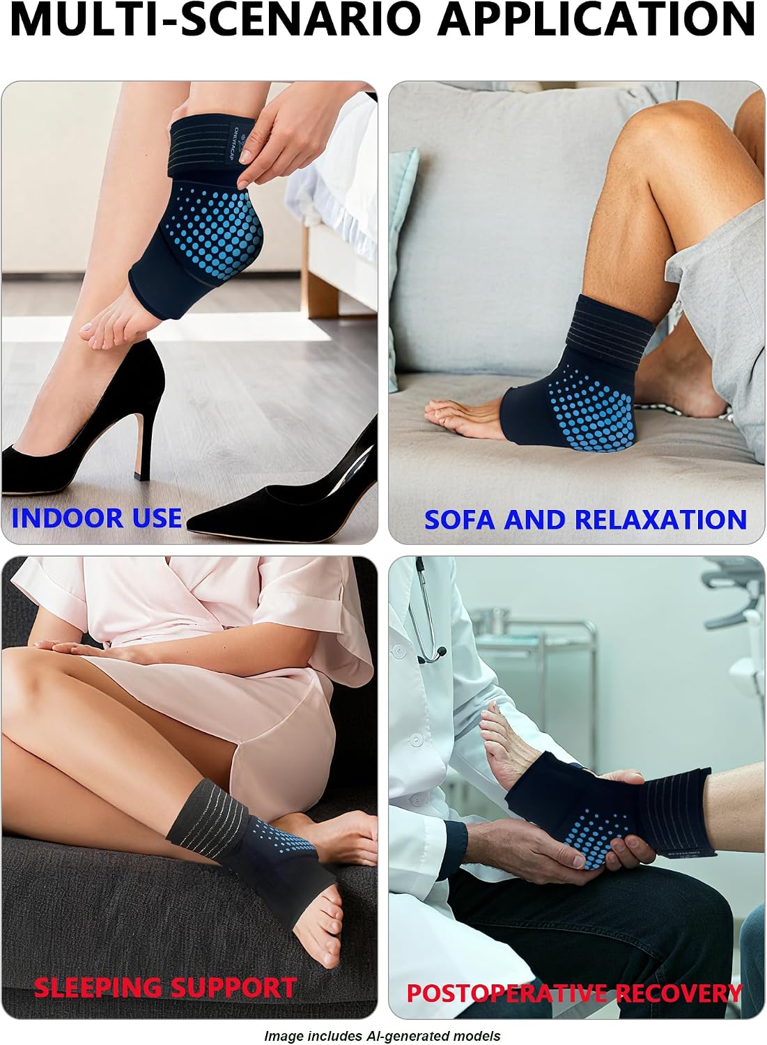 Ankle Ice Pack Wrap,Flexible Cold Therapy for Foot Pain Relief | gel,3D full-coverage,cool ice-silk fabric,dual hot & cold compress,flexible when frozen,leak-proof,ideas for swelling,sprains