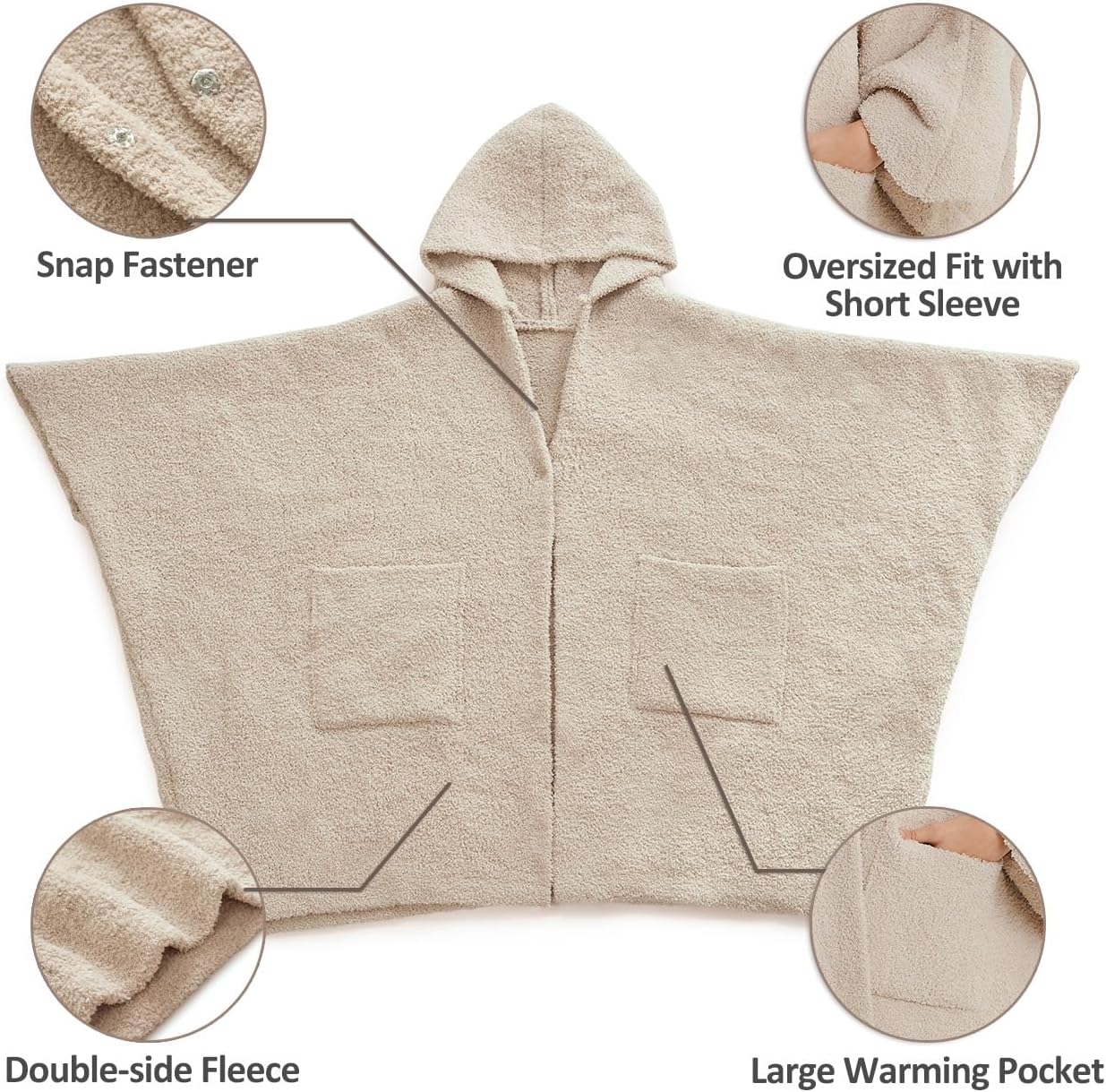 WDCOZY Wearable Blanket Hoodie Poncho Throw Comfy Soft Warm Cape Shawl Cozy Cloak Wrap Hooded with Sleeves For Women Adults