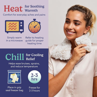 warmies Microwavable Neck & Shoulder Wrap - Weighted Neck Wrap - Microwavable Heat Pack for Shoulders - Chillable Heating Pad with Lavender for Aches & Pain - Marshmallow Gray, 19 x 5 x 3 in, 2 lb