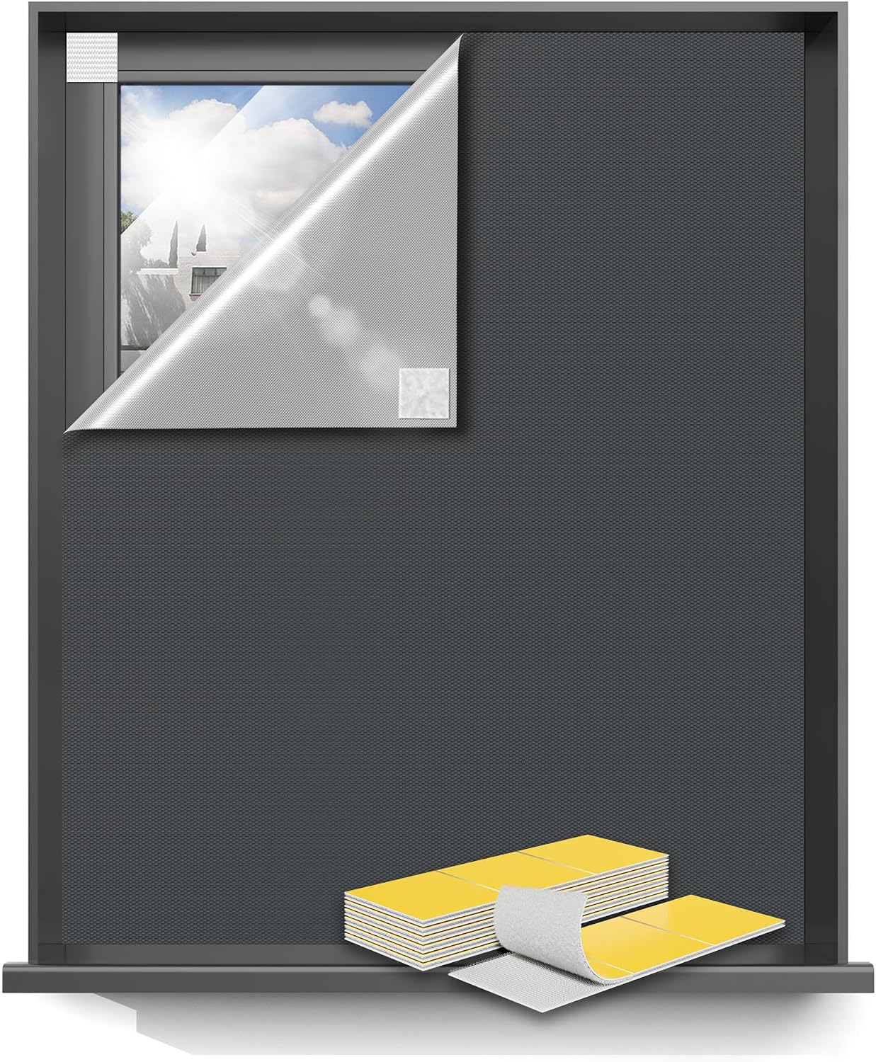Sumobaby Blackout Curtains 63"x70" Portable No Drill Black Out Window Cover - Colors A
