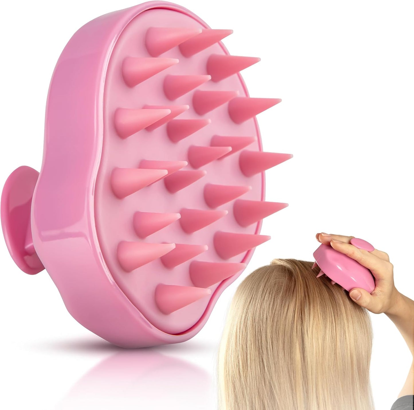 RELAXXO Scalp Massager Hair Growth – Exfoliator & Hair Scrubber for Scalp, Soft Bristles for Dandruff & Soothing Comfort, Shampoo Brush, Wet & Dry Use, Pink