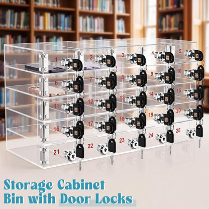 Layhit 20 Slots Cell Phone Locker Box for Classroom Clear Acrylic Cell Phone Storage Cabinet Bin with Door Locks for Classroom School Students Office Factory Employees