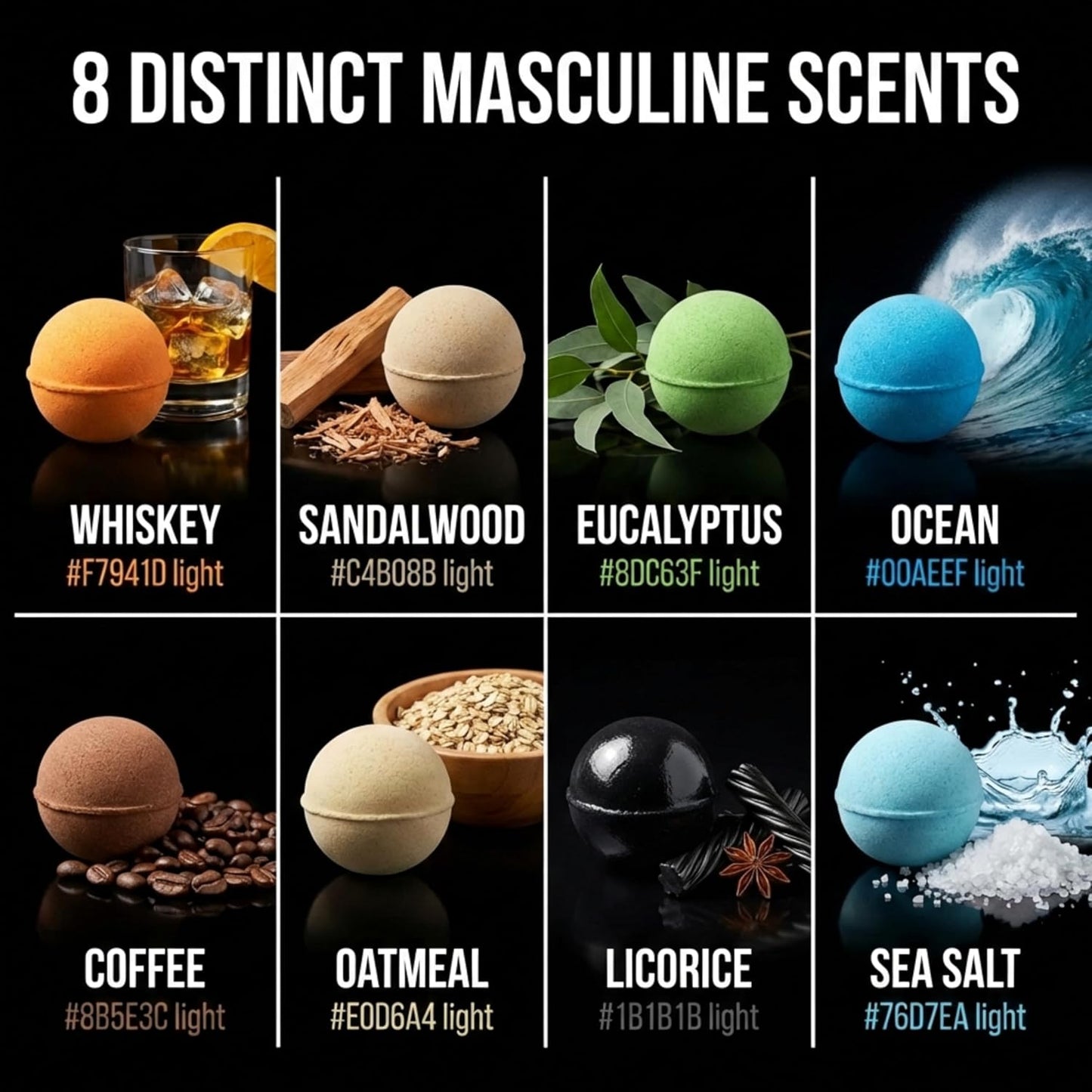 Bath Bombs for Men - Gift Set of 18 Square Shaped Handmade Natural Bath Bombs of 2.5 oz w/Essential Oils, Unique Manly Scents, for Boyfriend, Husband, Father - 18 Pack Square