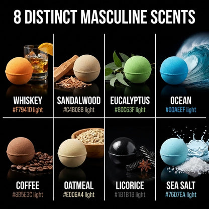 Bath Bombs for Men - Gift Set of 18 Square Shaped Handmade Natural Bath Bombs of 2.5 oz w/Essential Oils, Unique Manly Scents, for Boyfriend, Husband, Father - 18 Pack Square