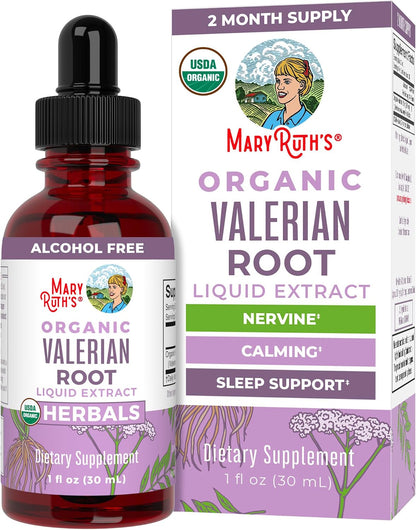 MARYRUTH'S USDA Organic Valerian Root Liquid Drops, Sugar Free, 60 Servings