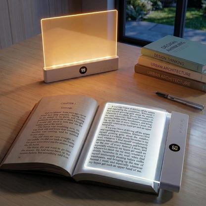 Rechargeable Flat Book Light with 3 Colors & Timer, Dimmable Book Page Light for Reading in Bed at Night, Portable Reading Light, Great for Adults and Book Lovers (White)