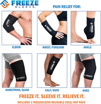 FreezeSleeve Ice & Heat Therapy Sleeve- Reusable, Flexible Gel Hot/Cold Pack, 360 Coverage for Knee, Elbow, Ankle, Wrist- Blue Camo, Large