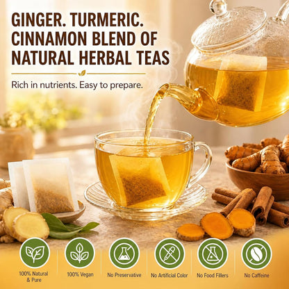 AISDWH, 120 Premium Turmeric Ginger Cinnamon Tea Bags, Digestive Support