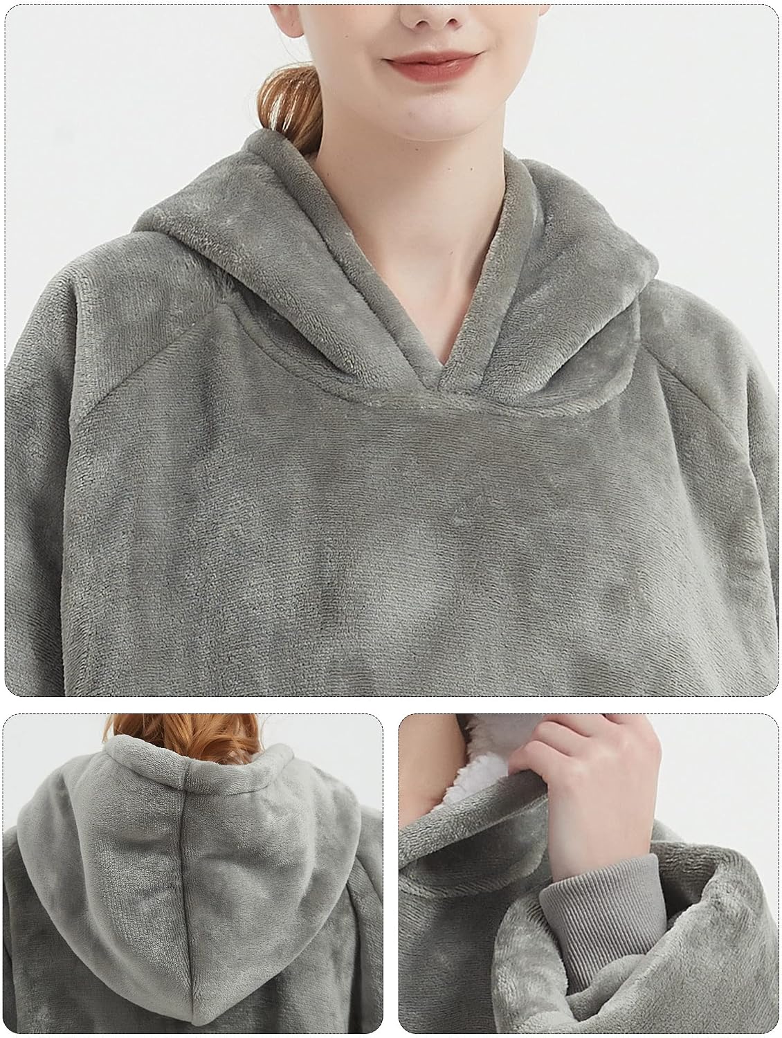 KFUBUO Wearable Blanket Hoodie for Adults Sherpa All Patterns Cat Oversized Sweatshirt Blanket with Pockets for Women