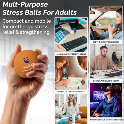 Mind & Body Stress Balls for Adults - Multi-Density Squeeze Balls for Hand Therapy & Grip Strengthening - Stress & Anxiety Relief - Choose 3-Ball (Soft, Medium & Hard) or 2-Ball (Soft & Hard) Sets