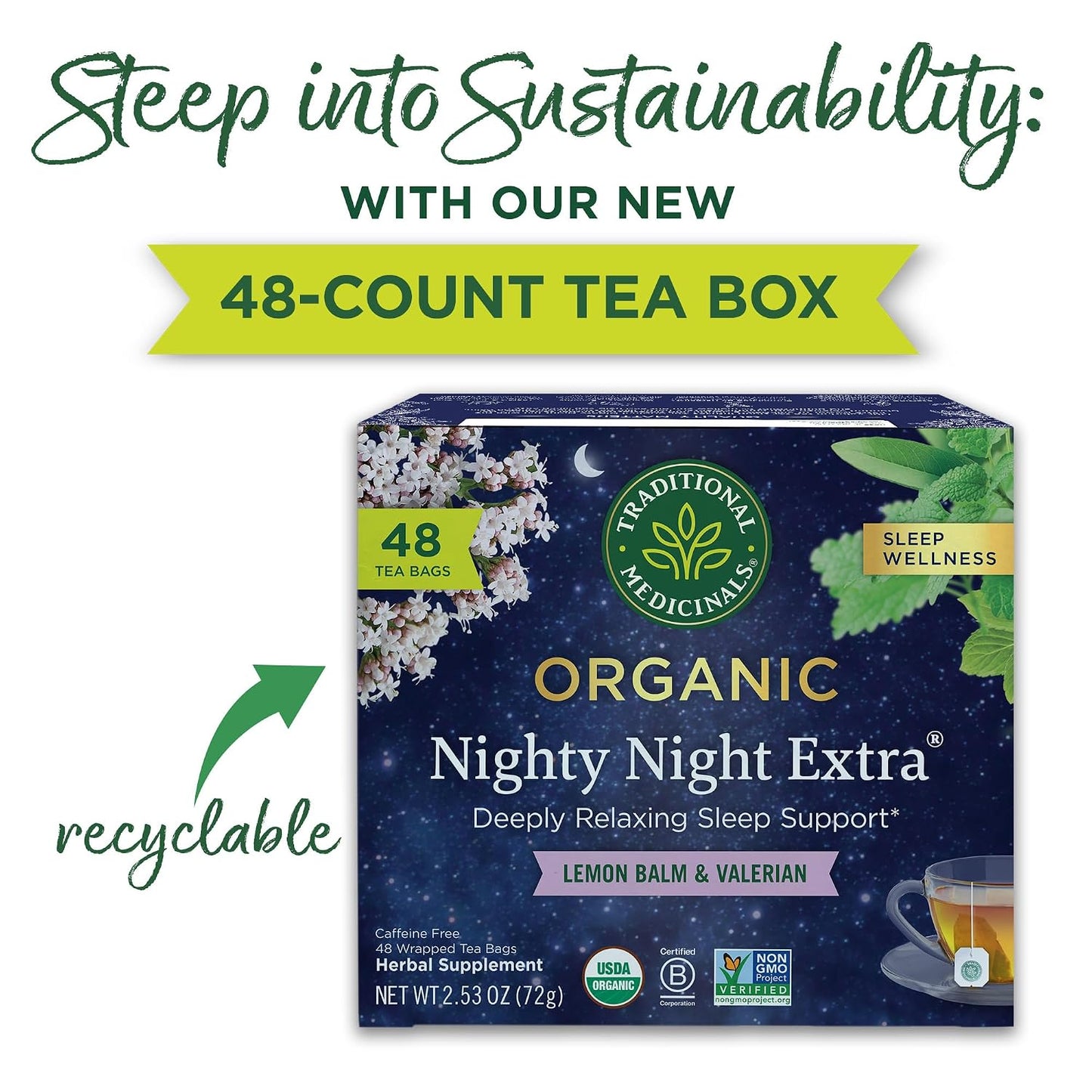 Traditional Medicinals Tea, Organic Chamomile & Lavender, Stress Relief, 48 Tea Bags