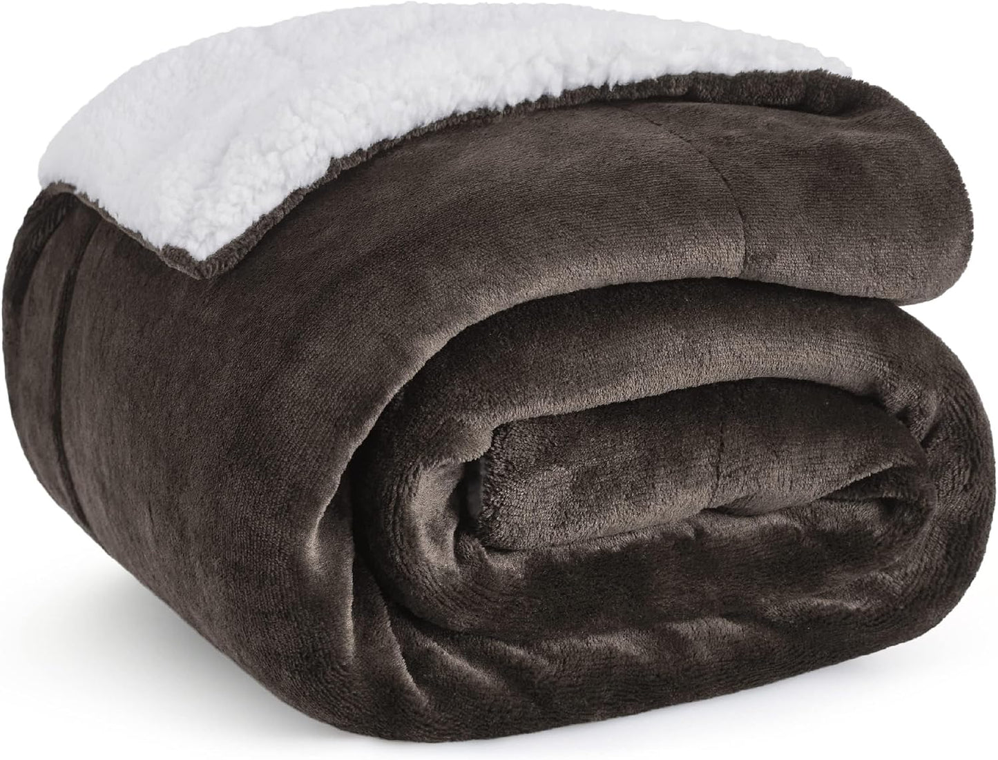 Bedsure GentleSoft Sherpa Fleece Throw Blanket for Couch, Non-Heated, Thick & Warm Cozy Blanket for Winter, Soft Fuzzy Plush Throw Gifts for Women and Men, Grey, 50x60 Inches