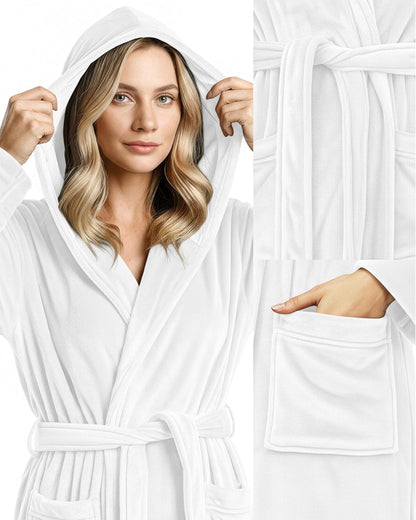 NY Threads Premium Womens Robe with Hood, Plush Fleece Long Bath Robe for Women, Fluffy Soft Women's Bathrobe