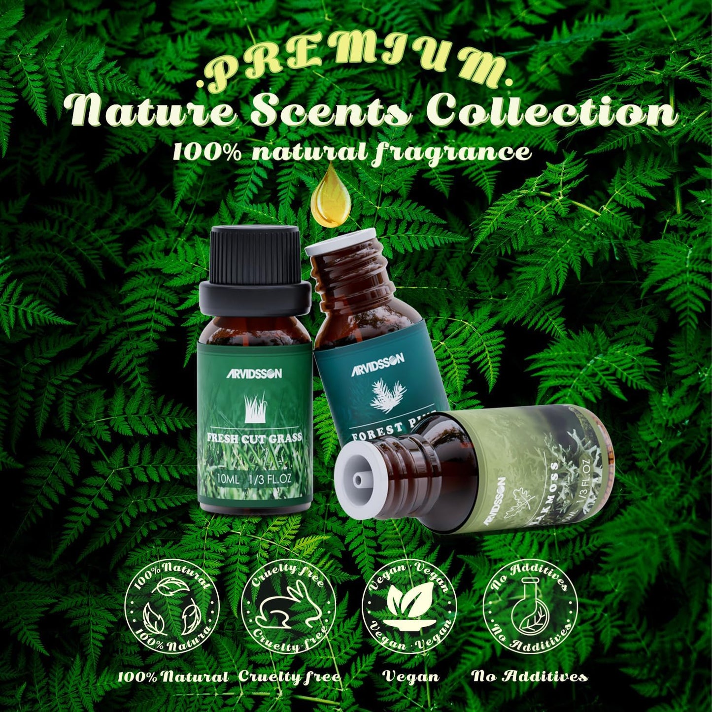 ARVIDSSON Floral Essential Oils Set, Natural Flower Essential Oil Gift for Women - Rose, Gardenia, Cherry Blossom, Honeysuckle, Lilac, Blue Lotus, Scented Oil for Diffuser, Valentines Day Gift for Her