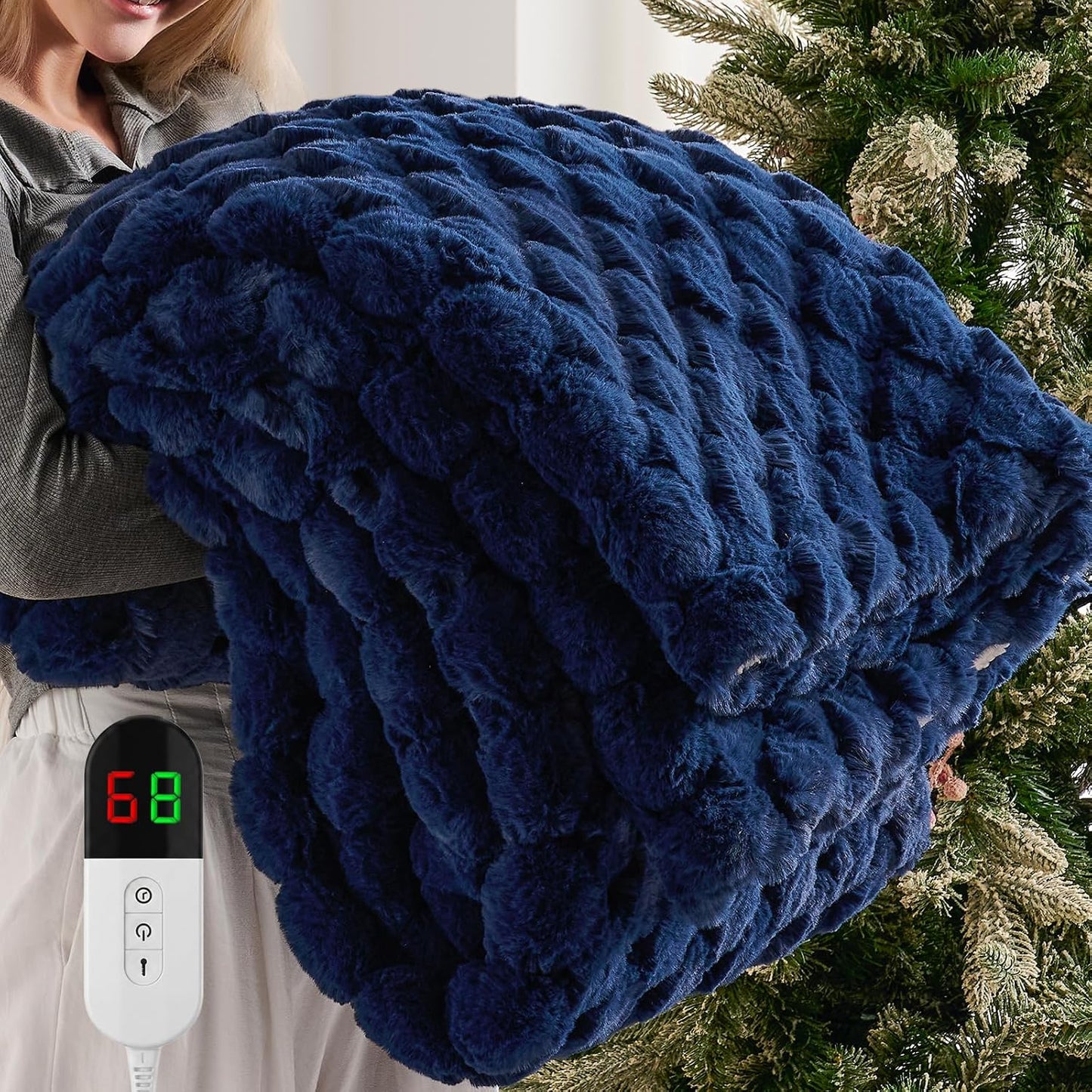 Homemate Electric Heated Blanket Twin - 62"x84" Heating Bed Blankets Throw with 10 Heating Levels 8 Hours Auto Off Fast Heating Over-Heated Protection Ultra Soft Warm Flannel ETL Certified Grey - Colors A
