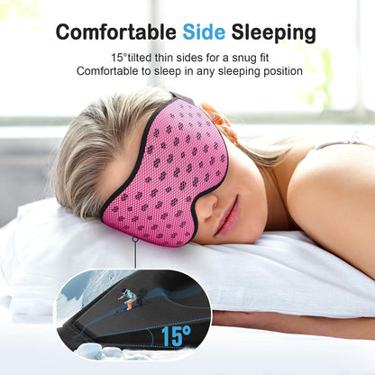 LitBear Breathable Sleep Mask, 3D Eye Mask Sleep for Side Sleepers Women Men, Light Blocking Sleeping Mask with Adjustable Strap, Soft Lightweight Eye Cover for Travel, Night Work, Nap, Office - Blue
