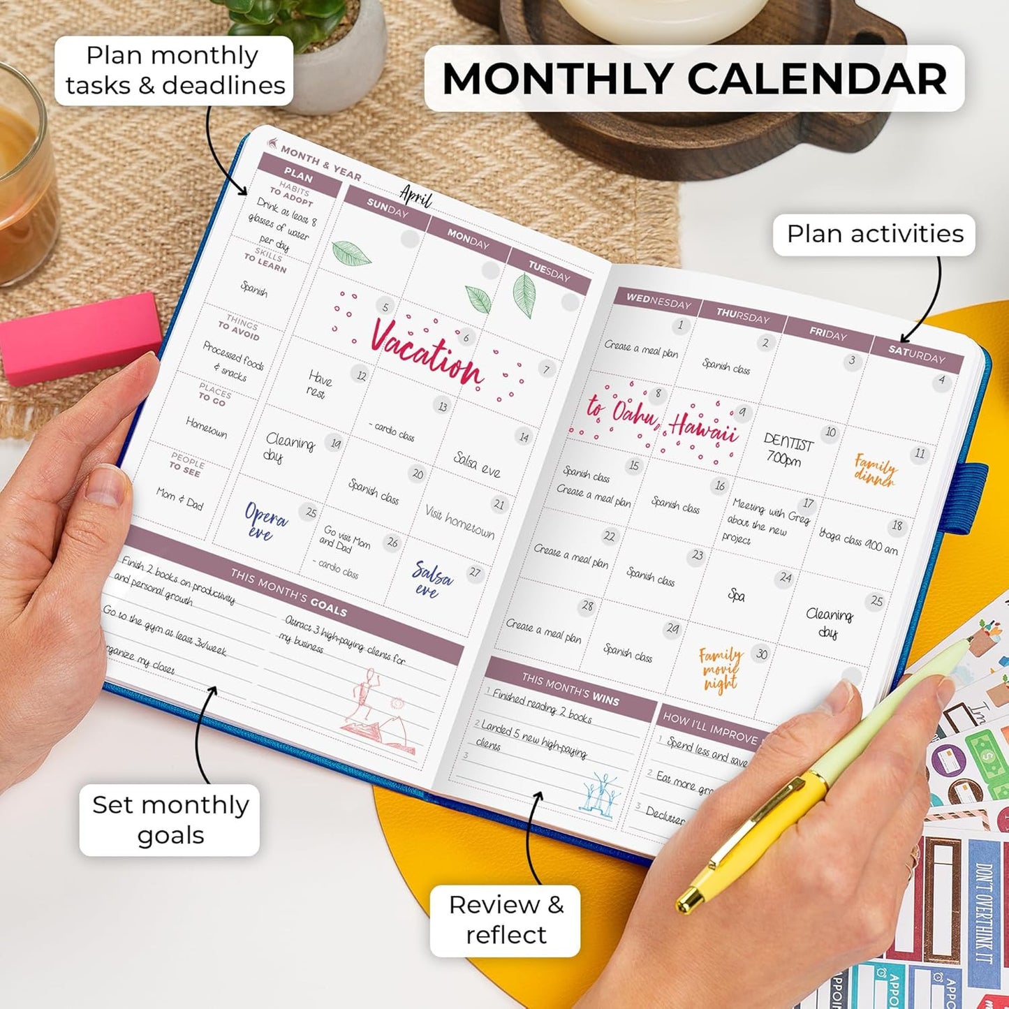 Clever Fox Planner 2nd Edition – Colorful Weekly & Monthly Goal Planner, Time Management & Productivity Organizer, Undated, A5 (Dark Teal)