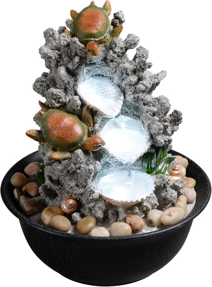 Indoor Tabletop Dolphin Water Fountain with LED Light – Ocean Theme Desk Decor and River Rocks, Relaxing Sound Machine for Sleep & Office, Zen Home Décor Gift for Women, Living Room Decoration
