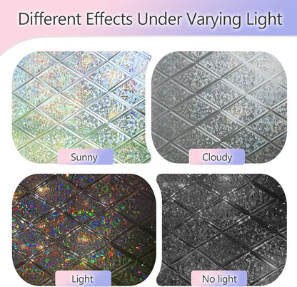 KESPEN Total Blackout Window Film Privacy Static Cling 100% Light Blocking Room Darkening Window Cover Heat Control Anti-UV Glass Sticker Window Tint for Home with Grid Line, 17.5 Inch X 6.5 Feet