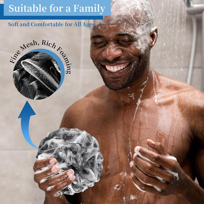 FARMOGA Bath Loofah Sponge Body Scrubber Shower Sponge Exfoliating Mesh Pouf Shower Ball Bath Sponges for Women and Men Bathing Accessories (4Pack 50G Colorful)