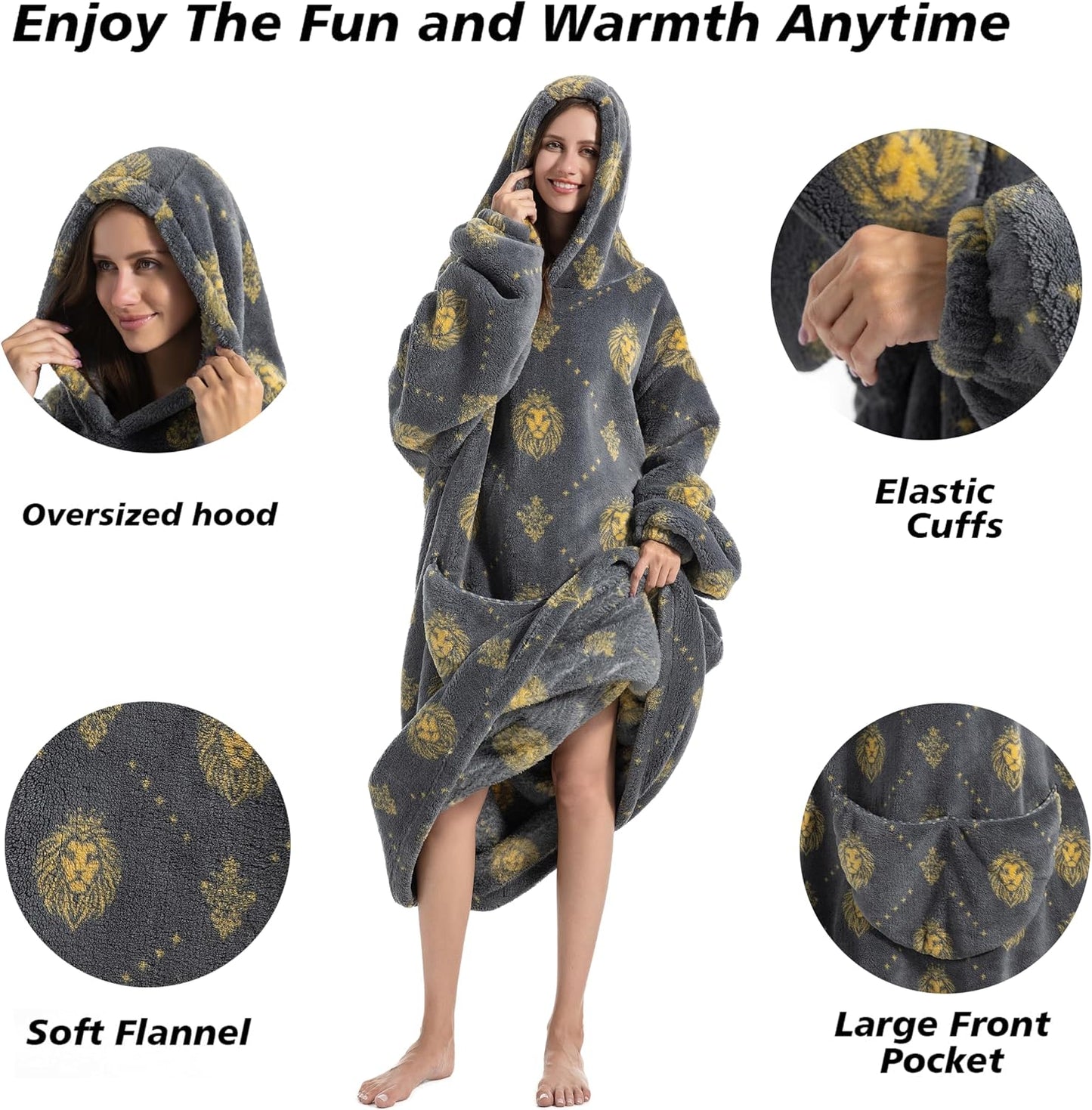 Capecage Blanket Hoodie, Long Hooded Blanket Sweatshirt as Birthday Gifts for Women Men, Long Wearable Blanket for Women Men.