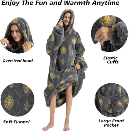 Capecage Blanket Hoodie, Long Hooded Blanket Sweatshirt as Birthday Gifts for Women Men, Long Wearable Blanket for Women Men.