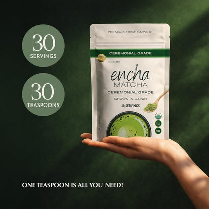 Encha Matcha - Latte Grade Matcha Powder - Unsweetened, First Harvest, Organic Green Tea Powder From Uji, Japan (60g / 2.12 Ounce) Premium for Latte, Smoothie - Caffeine, L-Theanine