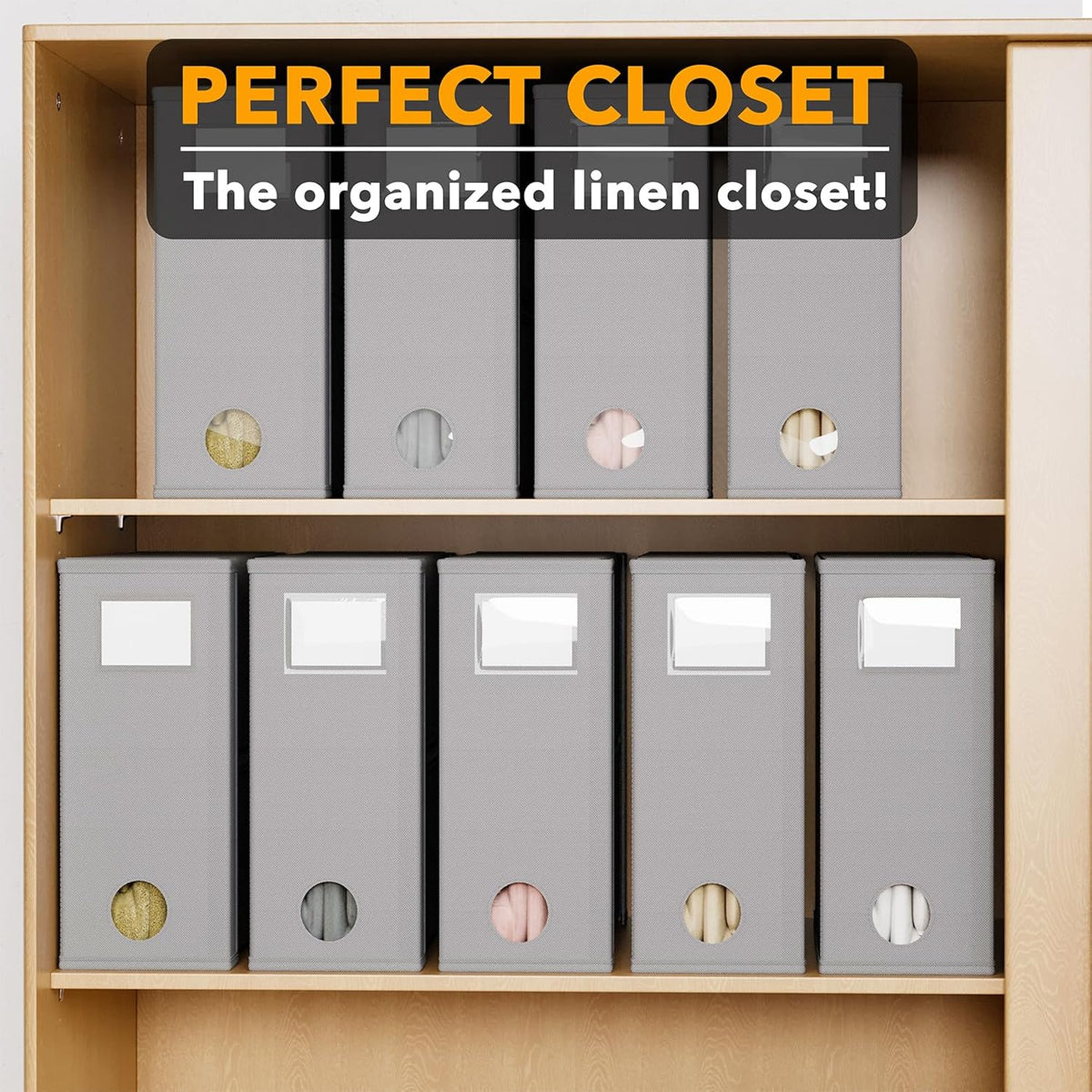 SpaceAid Bed Sheet Organizer and Storage, Foldable Sheet Organizer with Window for Linen Closet, Set Folder Keeper for Queen & King Size Bedding Storage (Black)