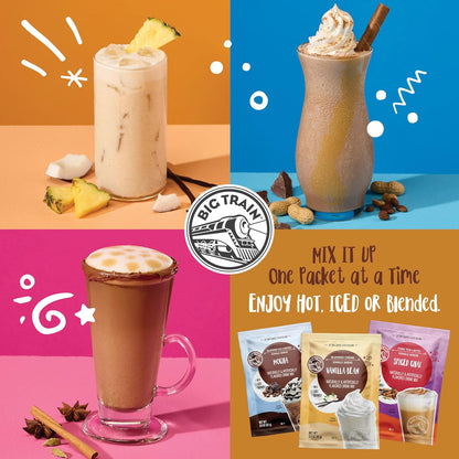 Big Train Spiced Chai Tea Latte Beverage Mix, 2.9 oz Packets (Pack of 12)