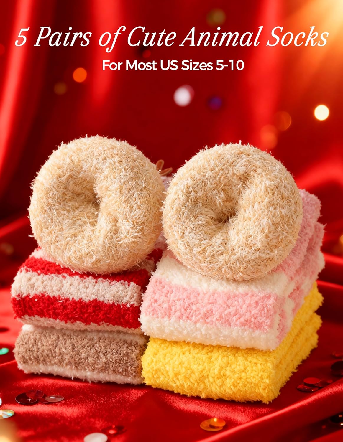 TEHOOK Warm & Cozy Gifts for Women, Fluffy Fuzzy Plush Sleeping Slipper Socks - Soft Warm Fabric