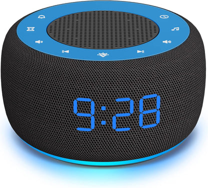 Buffbee Alarm Clock with Sound Machine for Bedrooms – 2-in-1 White Noise Machine for Sleep, Gentle Wake-Up with Soft Alarm Sounds, Ambient Night Light, Plug-in, Sleep Better, Wake Gently