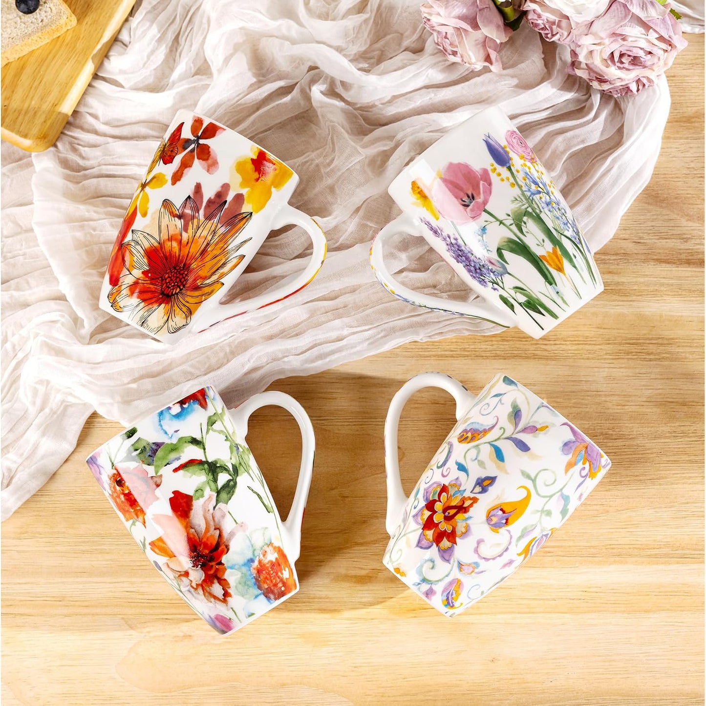 GBhome Tea Mug with Infuser and Lid, 18 Ounce Large Ceramic Loose Leaf Cup, Microwave, Dishwasher Safe, Perfect for Tea Lovers