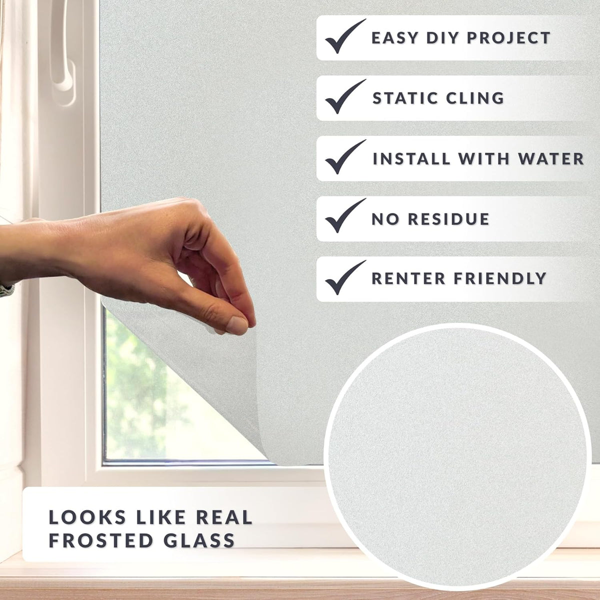 Blackout Light Effects Window Privacy Film by Artscape - Light Blocking Blackout Film, Static Cling, Full Coverage Privacy, Light Control, Helps Create a Calm, Focused Space - 17.72 x 72 Inch