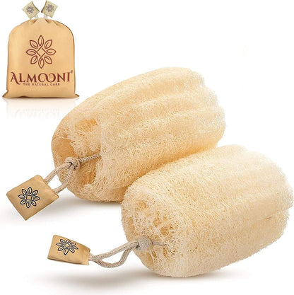 ALMOONI Natural Loofah Body Scrubber, Egyptian Loofah Sponge