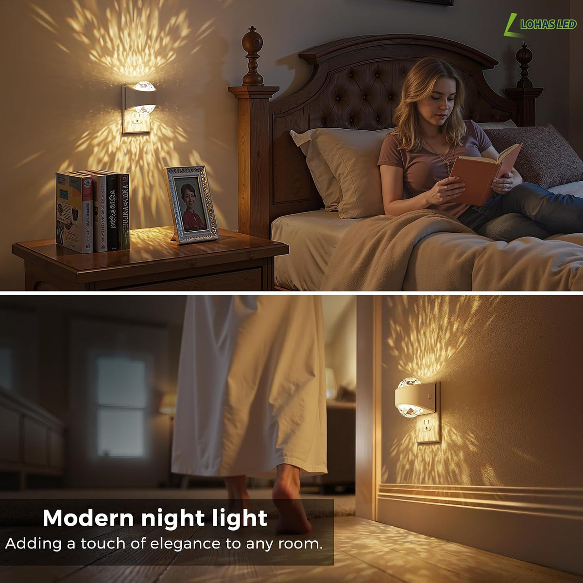 L LOHAS LED Night Light,Projector Night Light with Dusk to Dawn Sensor
