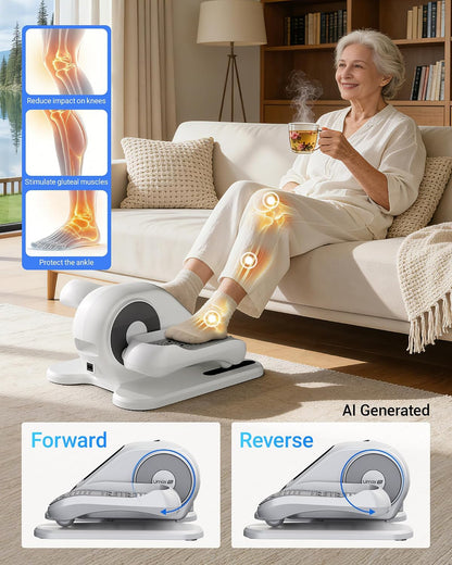 UMAY Under Desk Elliptical Eclipse Leg Exerciser Electric as seen on TV | Foot Pedal Peddler Seated Exercise Machine for Seniors 12 Level Speeds Manual Auto Mode with Remote for Home Office