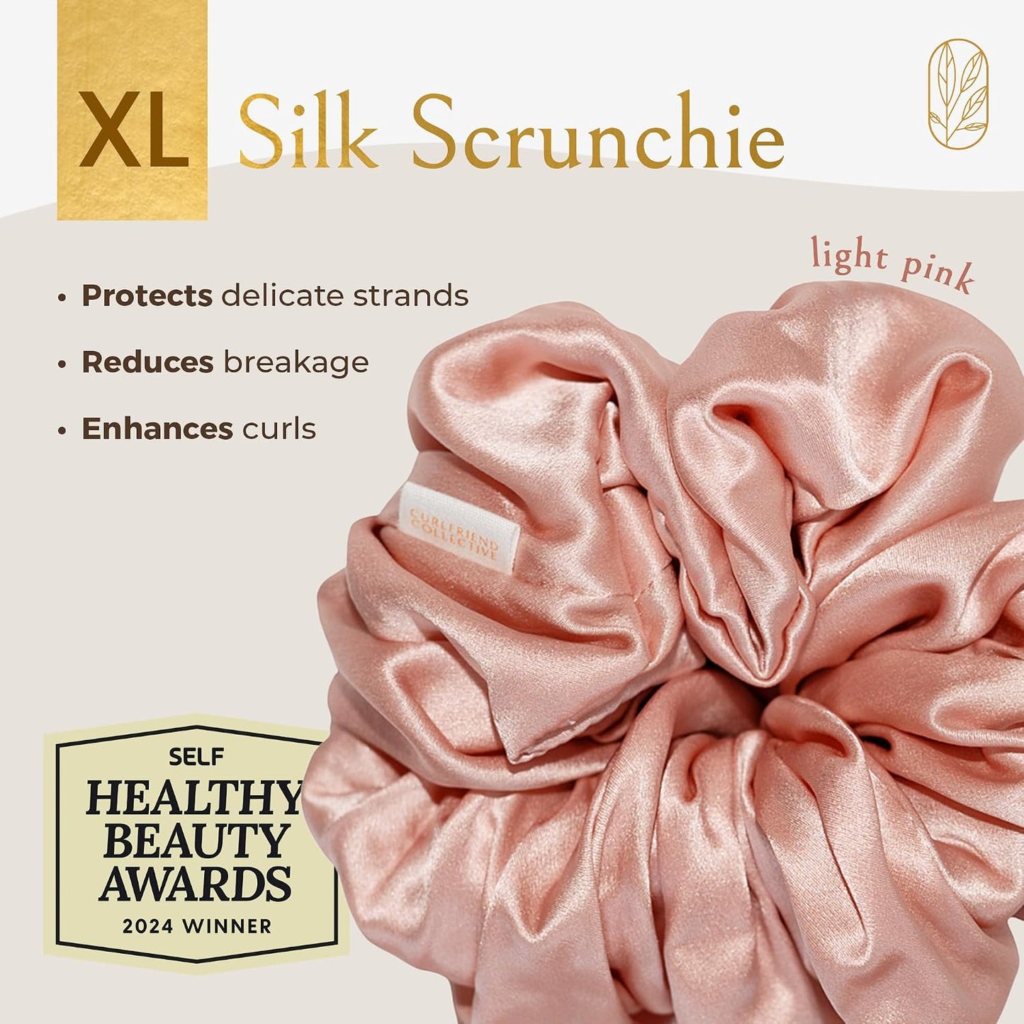 Silk Scrunchies for Women Ponytail Holders – Oversized Mulberry Silk Scrunchies – Extra Large No Damage Hair Ties for Curly, Thick, and Thin - Hair Accessories for Women – Black, XL By Curlfriend