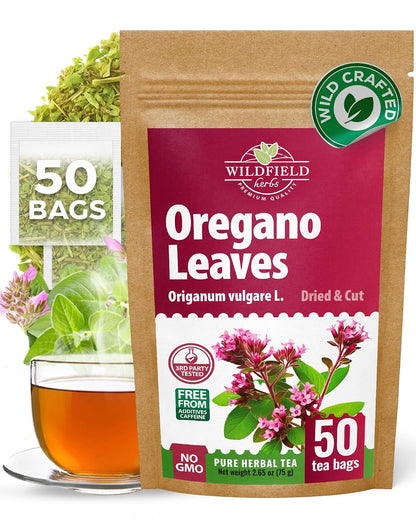 50 Bags Oregano Tea Dried Oregano Leaves Herbal Tea Bag (Origanum Vulgare L.) - 50 Count 1.5g Bags Dry Orégano Leaf Herb