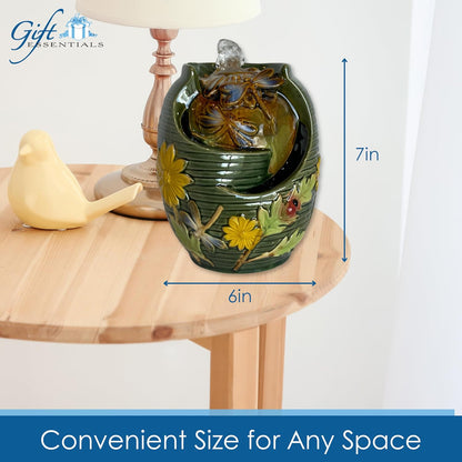 Bluebird Ceramic Tabletop Water Fountain, Indoor Relaxation, 7 Inch