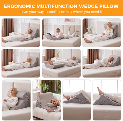 Ruqmuis Wedge Pillow Set for After Surgery, Bed Wedge Pillow, White