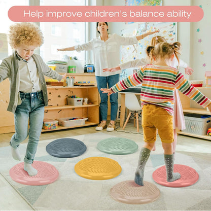 Amylove 6 Pcs Wiggle Seat Inflated Wobble Cushion for Sensory Kid 13 Inch Balance Disc Kids Flexible Seating Exercise Sensory Pad Chair Cushion for Classroom Office School (Bright)