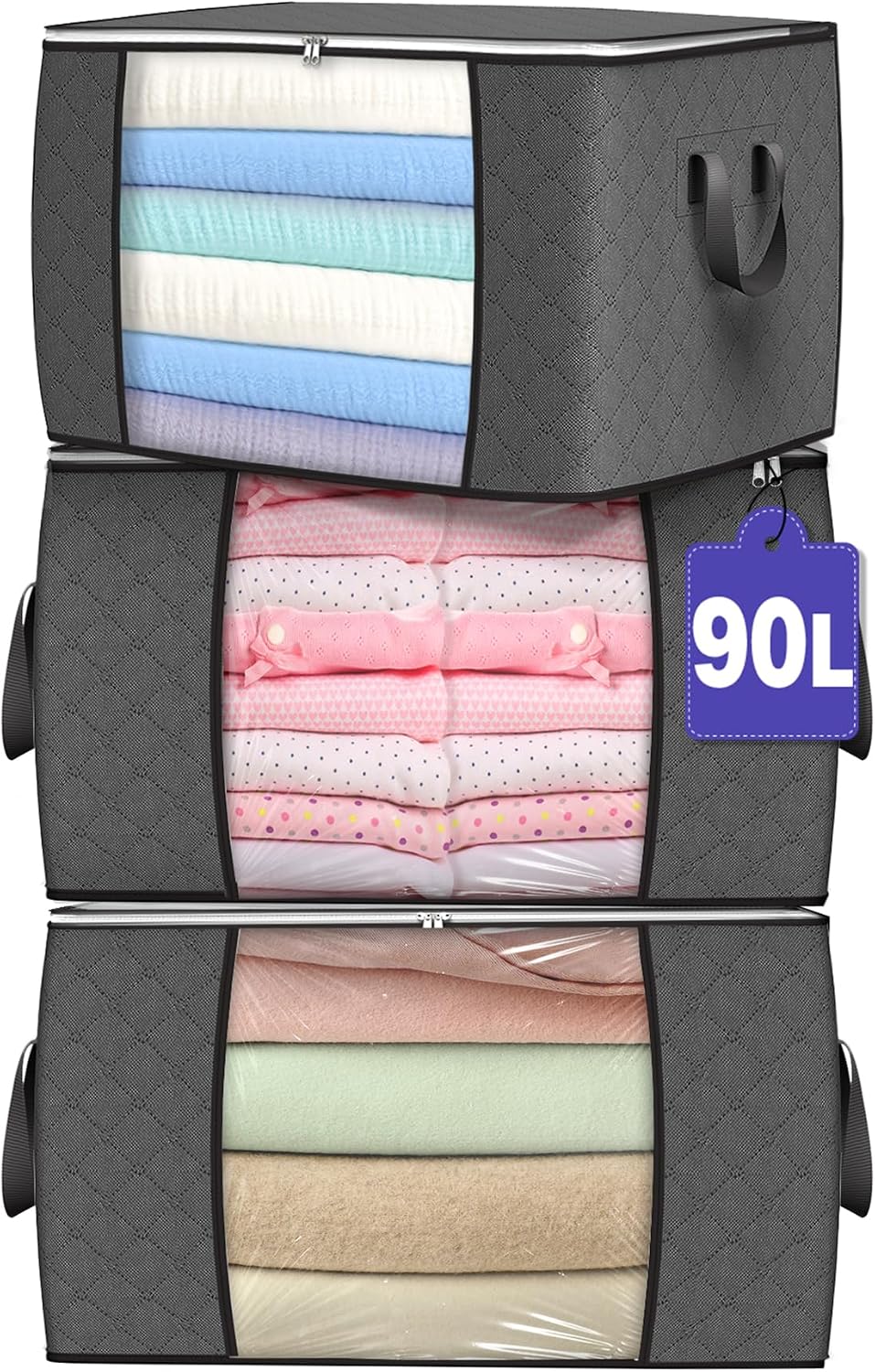 90L Large Storage Bags, Clothes Storage Bins Closet Organizers