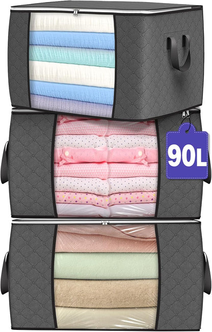 90L Large Storage Bags, Clothes Storage Bins Closet Organizers