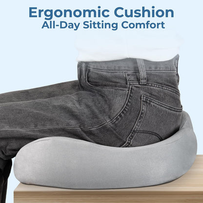 5 STARS UNITED Seat Cushion - Memory Foam Chair Cushion for Tailbone Pain Relief - Ergonomic Support for Coccyx, Sciatica & Butt - Office, Desk & Gaming Chair, Car Seat, Wheelchair, Black Suede