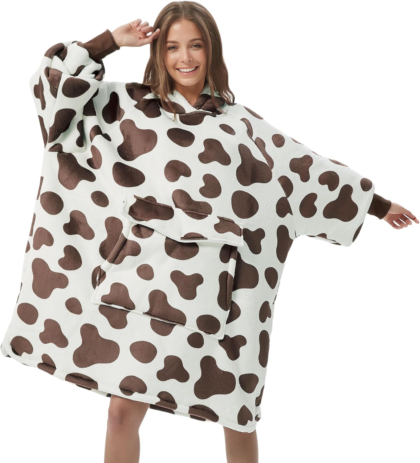 Krifey Wearable Blanket Hoodie, Oversized Sherpa Hooded Blanket for Adults | Soft sherpa fleece with sleeves and pocket; oversized fit for lounging, WFH, camping, Christmas and white elephant gifts.
