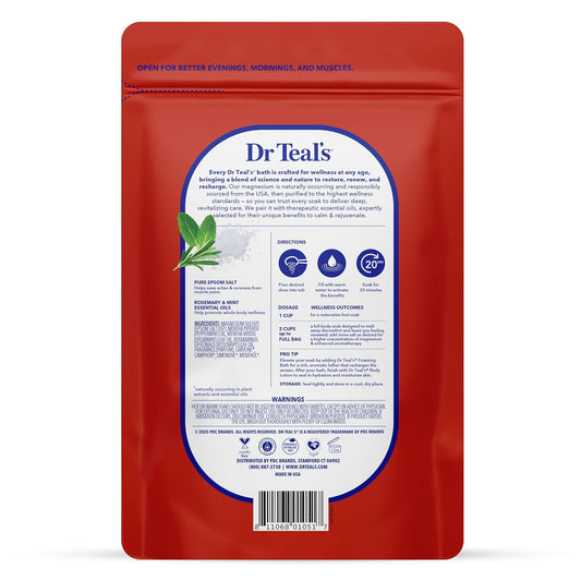 Dr Teal's Epsom Salt Magnesium Soak, Wellness Therapy with Rosemary & Mint, 3 lbs