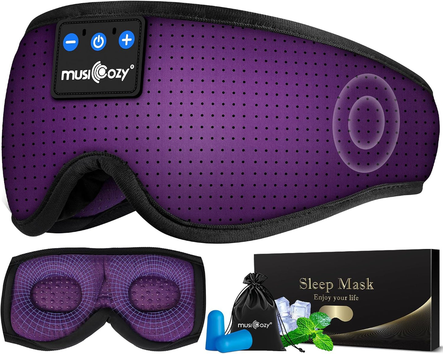 MUSICOZY Sleep Headphones, Bluetooth 5.4 Sleep Mask Headband Headphones Sleeping Eye Mask, Wireless Music Earbuds Earphones with HD Stereo Speakers for Side Sleepers, Cool Gadgets Unique Gift