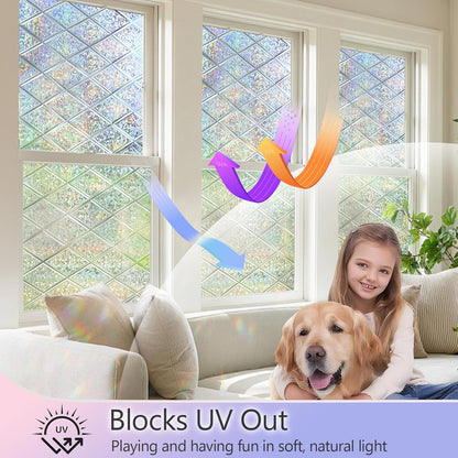 KESPEN Total Blackout Window Film Privacy Static Cling 100% Light Blocking Room Darkening Window Cover Heat Control Anti-UV Glass Sticker Window Tint for Home with Grid Line, 17.5 Inch X 6.5 Feet
